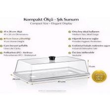 İstanbul Horeca Polikarbon Fanus Kapaklı Servis Tepsisi 41X26 cm | 11 cm Yükseklik – Şeffaf Sunum Kapağı