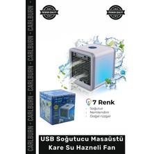 Carlburn #vantilatör LED Işıklı Sessiz Taşınabilir Nemlendirici USB Soğutucu Masaüstü Kare Su Hazneli Fan