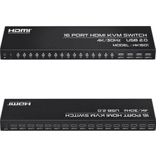 Powermaster HK1601 16 Port 4K 30HZ Video HDMI 2.0 Kvm Anahtarlı Kablolu Switch