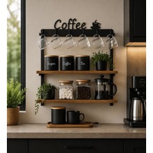 Kahve Köşesi Standı / Coffee Yazılı Çift Raflı Organizer