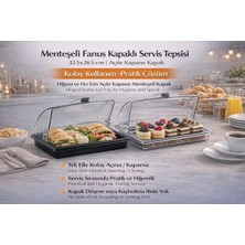 İstanbul Horeca Polikarbon Gn 1/2 Menteşeli Fanus Kapaklı Servis Tepsisi 32.5X26.5 cm | Açılır Kapanır Kapak