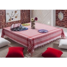 Mira Home Gözde 170X170 Cm. Kareli Desen Üçlü Sofra Bezi / Masa Örtüsü