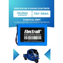 Electroll Karoval Kirpi Batarya (Standart Kapasite) Lifepo4 72V 58AH Elektrikli Motosiklet Bataryası