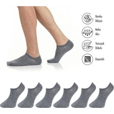Lion Monroe Saf Bambu 4 Mevsim Erkek Sneaker Gri Melanj Çorap Dikişsiz Görünmez Bilekte Spor Çorap Prime Comfort 6'lı S681AZNS