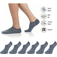 Lion Monroe Saf Bambu 4 Mevsim Erkek Sneaker Füme  Çorap Dikişsiz Görünmez Bilekte Spor Çorap Prime Comfort 6'lı S681AZNS