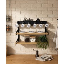 Kahve Köşesi Standı / Kahve Yazılı Çift Raflı Organizer