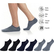 Lion Monroe Saf Bambu 4 Mevsim Erkek Sneaker Siyah - Lacivert - Füme Çorap Dikişsiz Görünmez Bilekte Spor Çorap Prime Comfort 6'lı S681AZNS