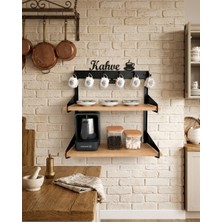 Kahve Köşesi Standı / Kahve Yazılı Xl Çift Raflı Organizer