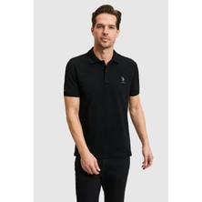 U.S. Polo Assn. Erkek Slim Fit Polo Yaka Siyah Basic Tişört 50322304-VR046