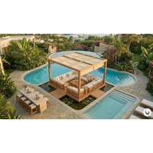 Kunter Mobilya Veranda / Bahçe Oturma Grubu Luxury Tik (Teak Wood) Square