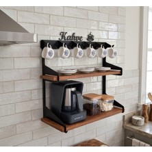 Kahve Köşesi Standı / Kahve Yazılı Xl Çift Raflı Organizer