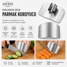 Mersi Shop Paslanmaz Çelik Parmak Koruyucu Doğrama Aparatı Mutfak Güvenlik Kalkanı