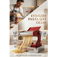 Lowell Home Ieg Kırmızı Makarna Makinesi 9 Ayarlı - Profesyonel Çelik Erişte ve Spagetti Açma Makinası 7