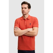 U.S. Polo Assn. Erkek Slim Fit Polo Yaka Kiremit Basic Tişört 50322304-VR031