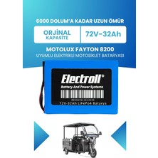 Electroll Motolux Fayton 8200 Batarya (Standart Kapasite) Lifepo4 72V 32AH Elektrikli Motosiklet Bataryası