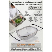 İlkyaz Fashion Ayarlanabilir Lavabo Üstü Süzgeç - Paslanmaz Çelik Makarna Meyve Sebze Yıkama Sepeti 723131 Il