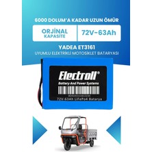 Electroll Yadea ET3161 Batarya (Standart Kapasite) Lifepo4 72V 63AH Elektrikli Motosiklet Bataryası