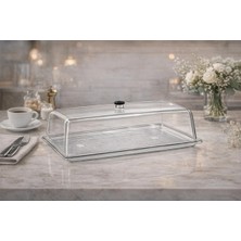 İstanbul Horeca Polikarbon Gn 1/1 Fanus Kapaklı Servis Tepsisi 32.5X53 cm | Şeffaf Sunum Kapağı