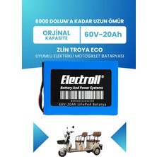 Electroll Zlin Troy Eco Batarya (Standart Kapasite) Lifepo4 60V 20AH Elektrikli Motosiklet Bataryası