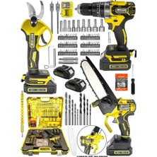 Graizer 5800 Mega Set 2 Akülü Şarjlı Dal Ağaç Kesme Testere + Bağ Budama Makası + Akülü Vidalama