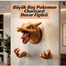 Alyora Charizard Ledli Duvar Heykeli - 3D Pokemon Duvar Dekoru - Gaming Oda Aksesuarı - Ejderha Duvar Montaj Seti