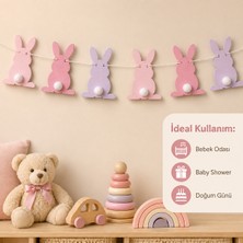 Justone "ponponlu Tavşancık" Bebek Odası Süsü Duvar Dekorasyonu Hastane Kapı Süsü Doğum Günü - 6'lı Set