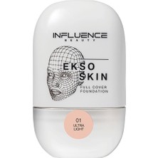 3 Adet Influence Beauty Full Cover Fondöten Ekso Skin 01 Alabaster - High-Coverage Foundation For Flawless Complexion