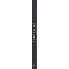 2 Adet Influence Beauty Eyeliner With Brush Cyberwing 01 Jet Black - Precision Brush Eyeliner For Sharp Lines