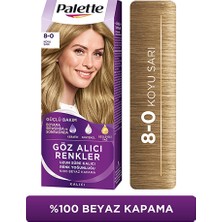 2 Adet Palette Göz Alıcı Renkler Saç Boyası 8-0 Koyu Sarı