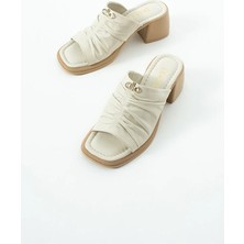 Dericia Shoes Radiance Hakiki Deri Kadın Günlük Rahat Topuklu Terlik