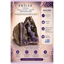 Erilsa Sertifikalı Kristal Kuvars Ametist Akik Bantlı Jeot Doğal Taş Koleksiyonluk 7x6 cm 216 gr NO105