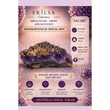 Erilsa Sertifikalı Kristal Kuvars Ametist Akik Bantlı Jeot Doğal Taş Koleksiyonluk 8x4 cm 104 gr NO107
