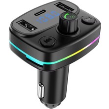 HiboTekno Bluetooth Araç Rgb Müzik Çalar Fm Transmitter Mp3 Oto Çakmaklık Şarj Müzik Kiti Hafıza Kart Girişli