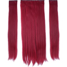 Handmade Fiber Sentetik Düz Yarım Ay + 2 Yan Çıt Çıt - Kızıl Rengiyle