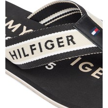 Tommy Hilfiger Siyah - Beyaz Erkek Plaj Terliği Sporty Hılfıger Beach Sandal