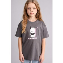 DeFacto %100 Pamuk Pochacco Oversize Bisiklet Yaka Kısa Kollu Tişört Kız Çocuk H3473A826SM