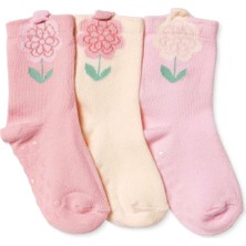 Hellobaby Kız Bebek 3lü Kaydırmaz Çorap Çiçek Baskılı