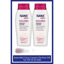 Isana Med Vücut Losyonu 5,5% Üre ile Kuru Ciltler için Hızlı Nemlendirme 500 ml X2 Adet