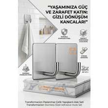 Transformacion 2'li Banyo ve Mutfak Askı Seti - SUS304 Lazer Kesim Çelik  Ultra Güçlü Yapışkanlı Askı 722701