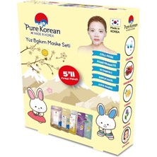 Pure Korean 5'li Yüz Maske Seti (Collagen, Nar, Vitamin C, Bakuchiol, Anti-Aging)