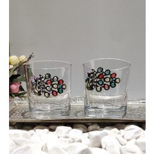 KirLinova Tavus Kuşu Figürlü Cam Kahve Yanı & Meşrubat Bardağı – 190 ml (2’li Set)