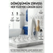 Homecare Sihirli Askı 5 Pinli Güçlü Yapışkanlı Şeffaf Kanca Banyo Mutfak Duvar Askılığı 716049