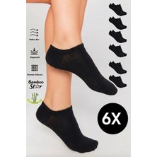 Bambu Kadın Sneaker Siyah Çorap Dikişsiz Görünmez Bilekte Görünmez Spor Çorap Premium 6'lı Paket