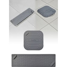 Omilife Siyah Uzun ve Gri Kare Tasarımlı Koku Önleyici Silikon Gider Kapakları Banyo Mutfak ve Balkon Için 2li Şık ve Hijyenik Gider Seti