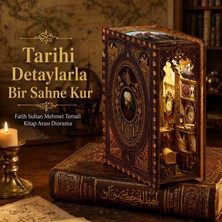 Emirgan Fatih Sultan Mehmet Temalı Kitaplık Dekoru – Book Nook DIY Kit, Işıklı Ahşap Minyatür Hobi Seti