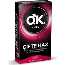 Okey Çifte Haz Tırtıklı Prezervatif 10'lu Geniş Baş Kısmı ile Konforlu Kullanım Sunar