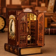 Emirgan Atatürk Çalışma Odası Book Nook DIY Kit – LED Işıklı Ahşap Minyatür Kitaplık Dekoru, Kendin Yap Hobi Seti