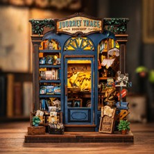 Emirgan Seyahat İzleri Mini Kitap Köşesi (Book Nook) DIY Kit – Ahşap Minyatür Kitaplık Dekoru, LED Işıklı Kendin Yap Hobi Seti