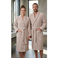 Asev Tekstil Kadife Biyeli Şal Yaka Unisex Bornoz