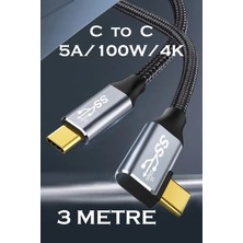 Judas C14 Type-C To C 90 Derece 5A/100W/10GBPS Şarj Data ve 4K Görüntü Aktarım Kablosu -3mt